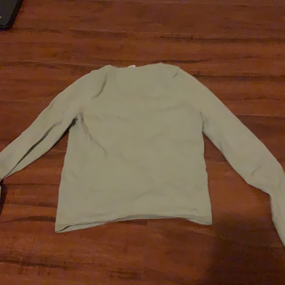 Green long sleeve tee with blue mushrooms on it. Good condition. Small in girls - Picture 2 of 2